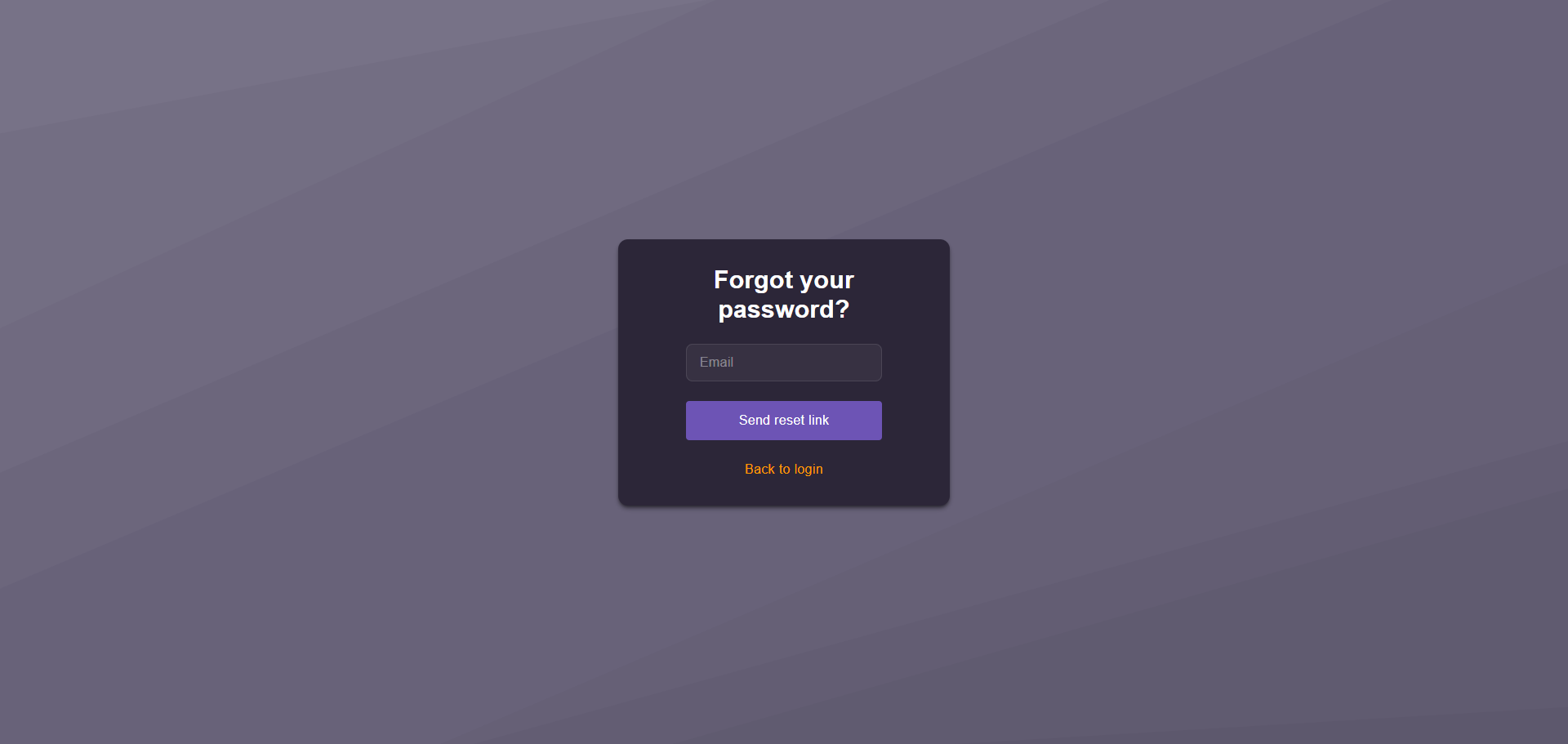 Reset password screen