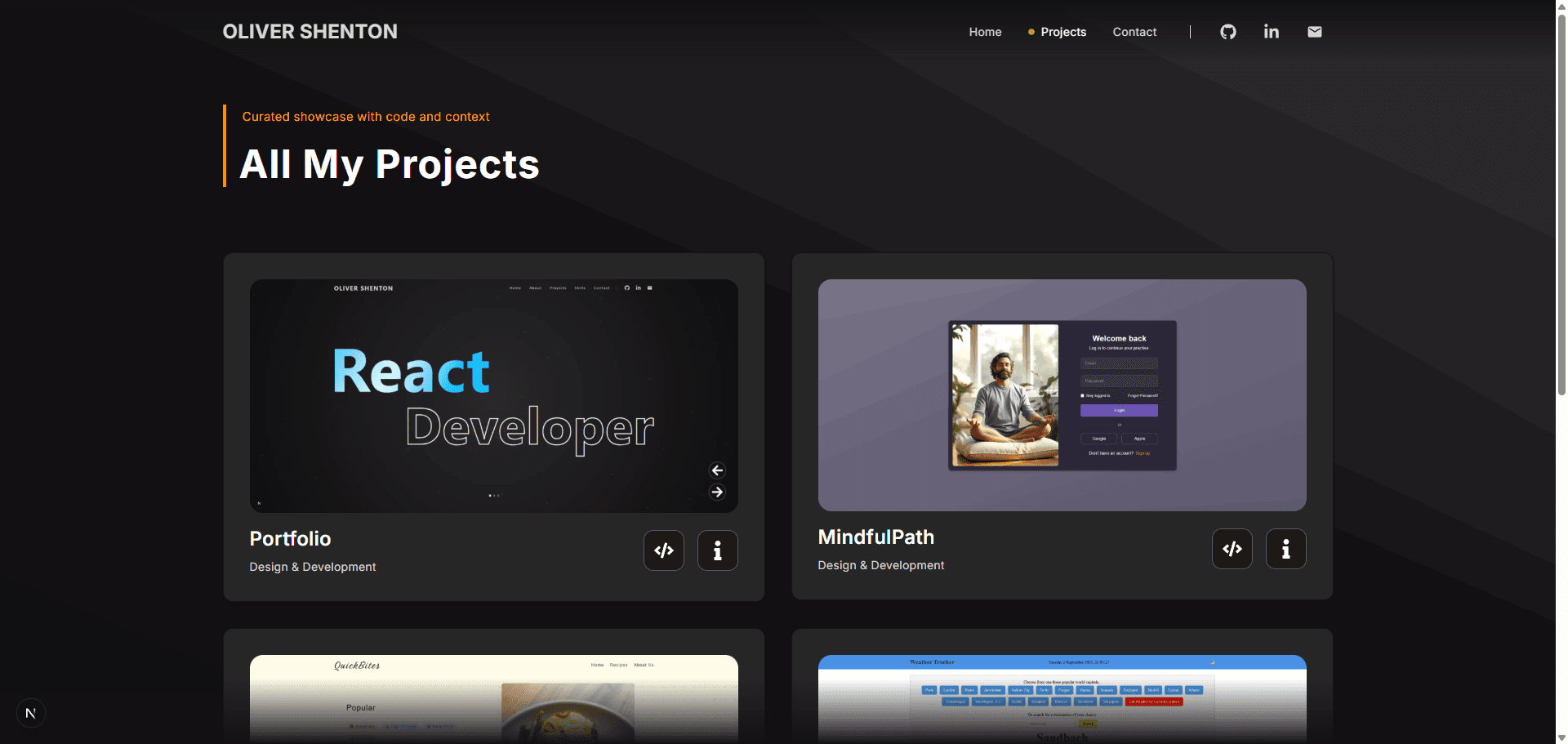 Projects page