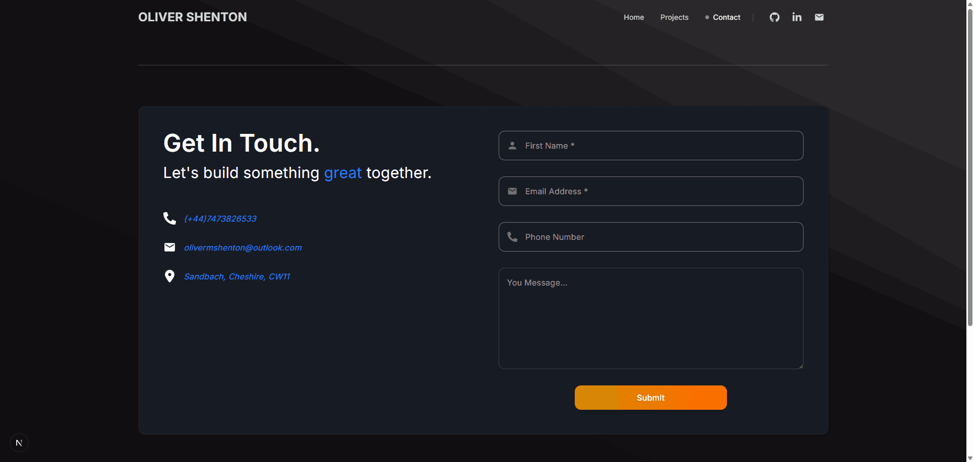 Contact page & contact form